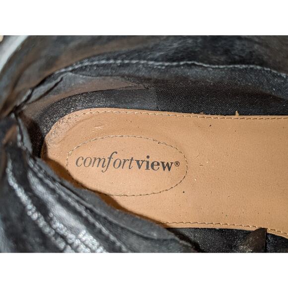 Comfortview The Sienna Women's Vegan Black Suede Embroidered Booties Size 10 W - Picture 9 of 11